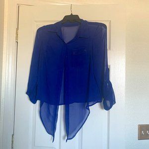 Timing button down tie-front blouse size L RGUC